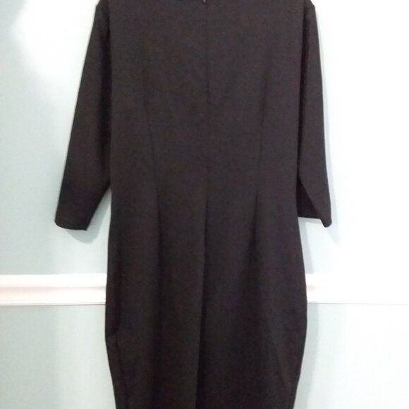 Vfshow Blacl Pleated Asymmetrical Bow Neck Sheath Dress - Picture 5 of 6